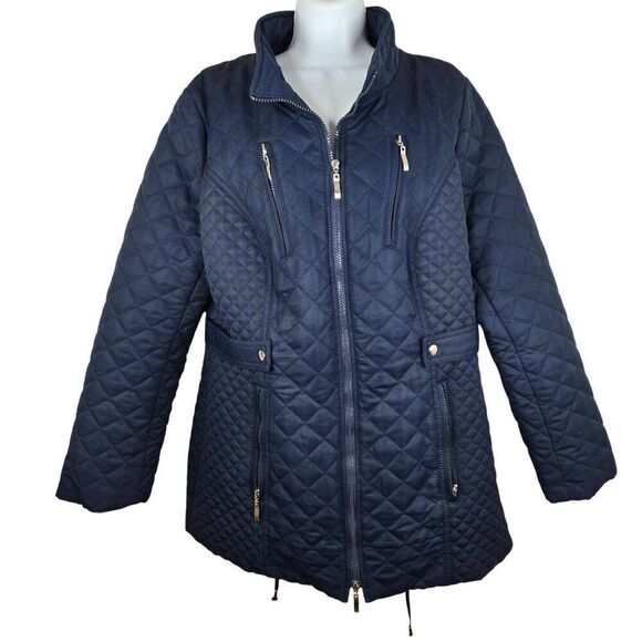 Venus Quilted Navy Blue Jacket Womens Size 14 Winter Mid Weight - Picture 1 of 8